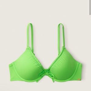 VS PINK ruched green push-up bikini top